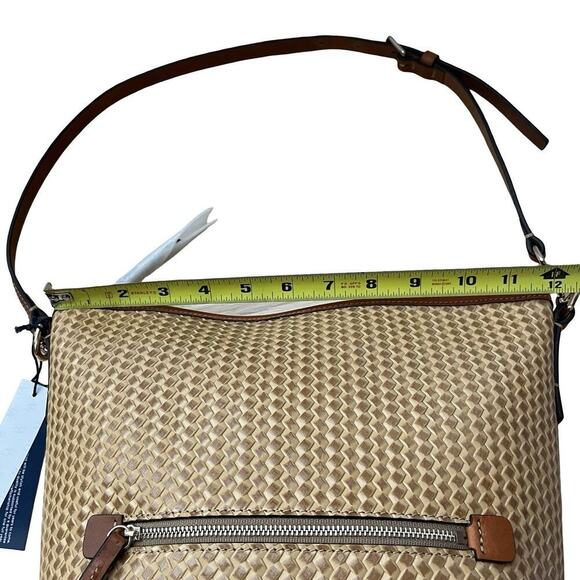 Dooney & Bourke Camden Woven LARGE Hobo Tote in Camel Brown Leather Purse FLAW - Picture 15 of 16